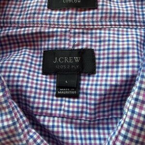 J. Crew Men's Blue and Purple Plaid Shirt, Large Ludlow dress long sleeve